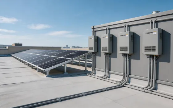 Commercial rooftop solar inverter room